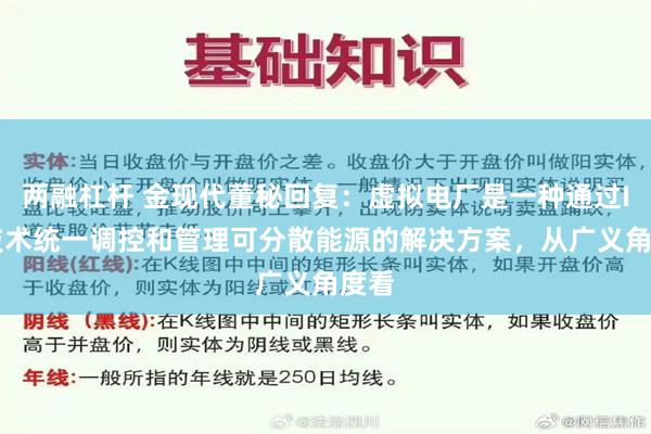 两融杠杆 金现代董秘回复：虚拟电厂是一种通过ICT技术统一调控和管理可分散能源的解决方案，从广义角度看