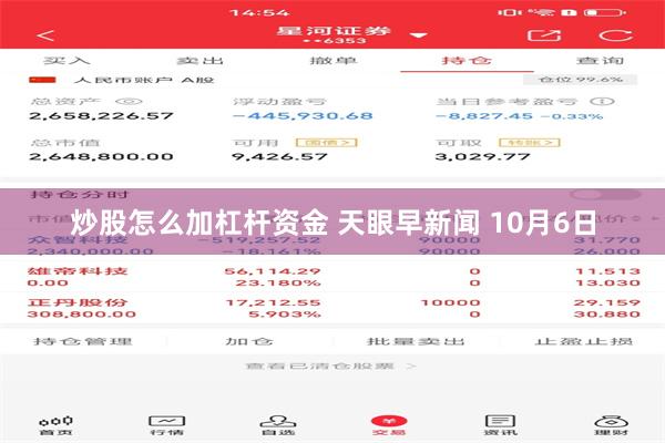 炒股怎么加杠杆资金 天眼早新闻 10月6日