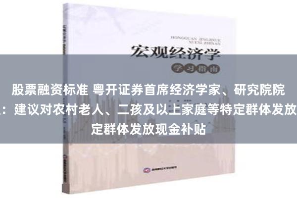 股票融资标准 粤开证券首席经济学家、研究院院长罗志恒：建议对农村老人、二孩及以上家庭等特定群体发放现金补贴